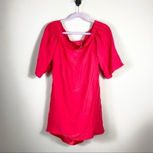 - Amanda uprichard silk dress medium red/orange off shoulder